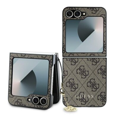 Samsung FLIP6 5G brown PU Leather 4G Charm GUESS nugarėlė