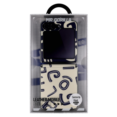 Samsung FLIP6 5G denim blue Leather Mr. Monkey nugarėlė 4