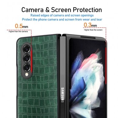 Samsung Fold3 5G tamsiai žalia CROCODILE nugarėlė 5