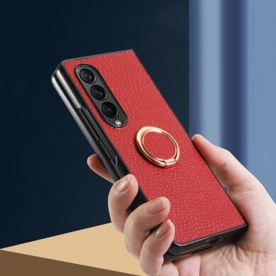 Samsung Fold4 5G Tracy raudona Leather su žiedu nugarėlė 1