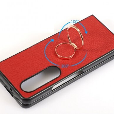 Samsung Fold4 5G Tracy raudona Leather su žiedu nugarėlė 2