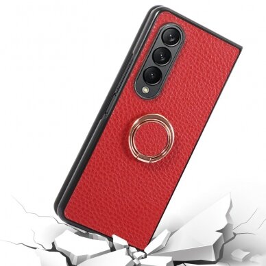 Samsung Fold4 5G Tracy raudona Leather su žiedu nugarėlė 3