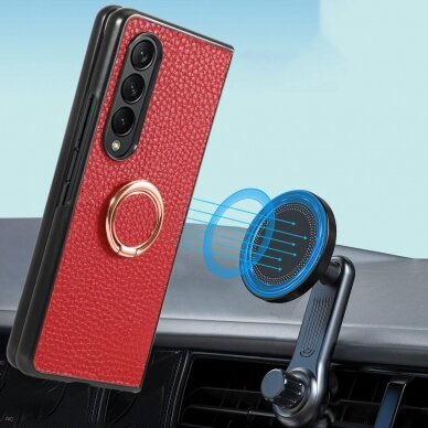 Samsung Fold4 5G Tracy raudona Leather su žiedu nugarėlė 4