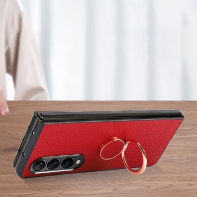 Samsung Fold4 5G Tracy raudona Leather su žiedu nugarėlė 5