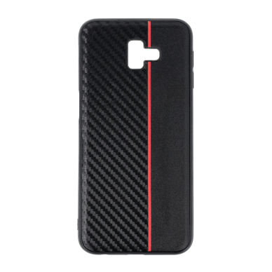 Samsung J6 PLUS juoda+raudona MOTO CARBON nugarėlė