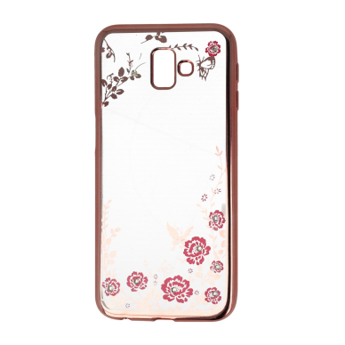 Samsung J6 PLUS rausva perfect FLOWERS nugarėlė