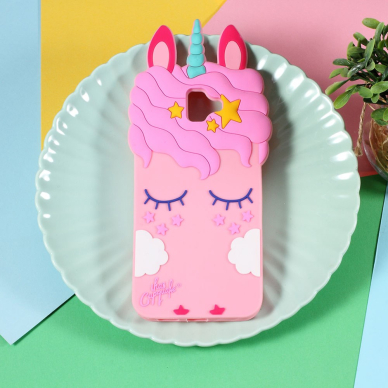 Samsung J6 PLUS šviesiai rožinė nugarėlė Cute Unicorn 5