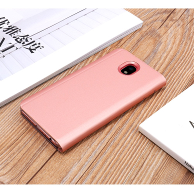 Samsung J7 2017 rausvas VIEW WINDOW dėklas 2