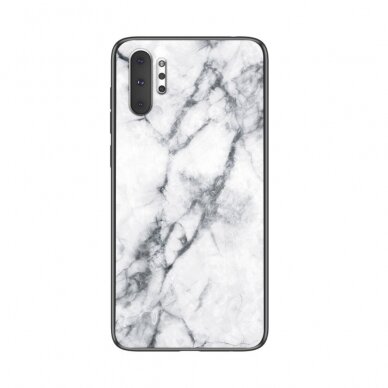 Samsung Note 10 PLUS nugarėlė GLASS White marble 1