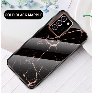 Samsung Note 20 ULTRA marble glass nugarėlė Black&Gold 1