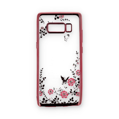 Samsung NOTE 8 rausva perfect FLOWERS nugarėlė 1