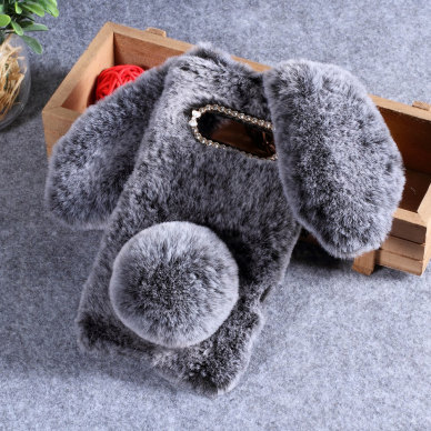 Samsung S10 pilka nugarėlė Fluffy rabbit 4