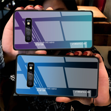 Samsung S10 PLUS mėlyna+juoda tracy GLASS nugarėlė 1