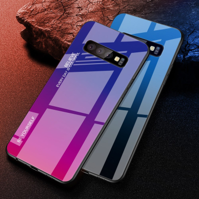 Samsung S10 PLUS mėlyna+rožinė tracy GLASS nugarėlė 3