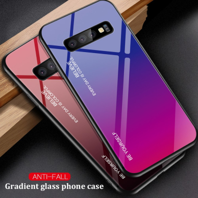 Samsung S10 PLUS mėlyna+rožinė tracy GLASS nugarėlė 4