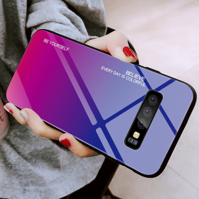 Samsung S10 PLUS mėlyna+rožinė tracy GLASS nugarėlė 6