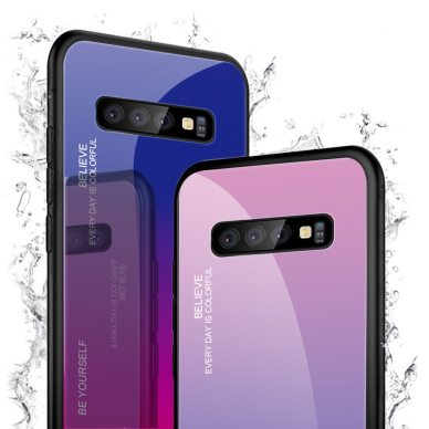 Samsung S10 PLUS mėlyna+rožinė tracy GLASS nugarėlė 7