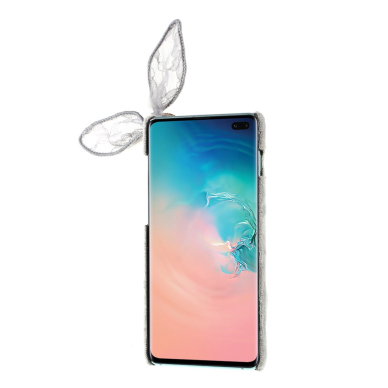 Samsung S10 PLUS pilka nugarėlė Fluffy rabbit decor 1