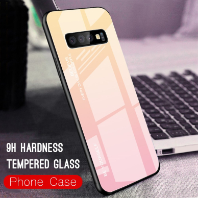 Samsung S10 PLUS rausva tracy GLASS nugarėlė 4