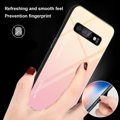 Samsung S10 PLUS rausva tracy GLASS nugarėlė 5