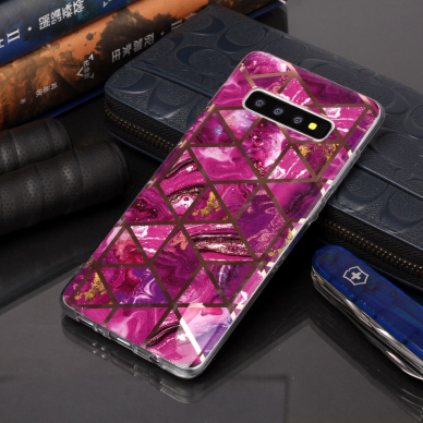 Samsung S10 PLUS Tracy nugarėlė Geometric Purple marble 4