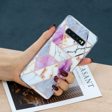 Samsung S10 Tracy nugarėlė Geometric marble pink 3