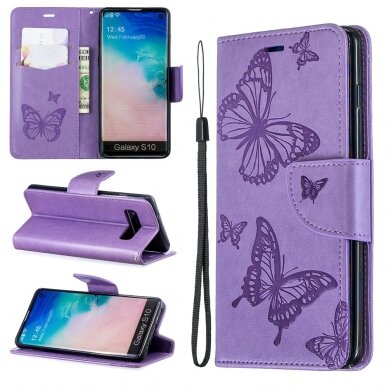Samsung S10 violetinis Tracy K.FLEXI dėklas Drugeliai