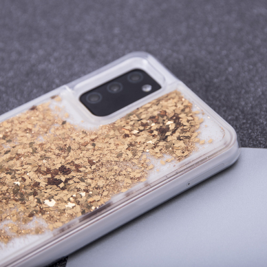 Samsung S20 FE aukso spalvos WATER SPARKLE nugarėlė 5