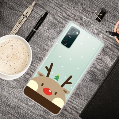 Samsung S20 FE skaidri nugarėlė Deer red nose 1