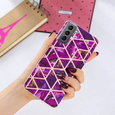 Samsung S21 FE tracy nugarėlė Geometric marble purple 2