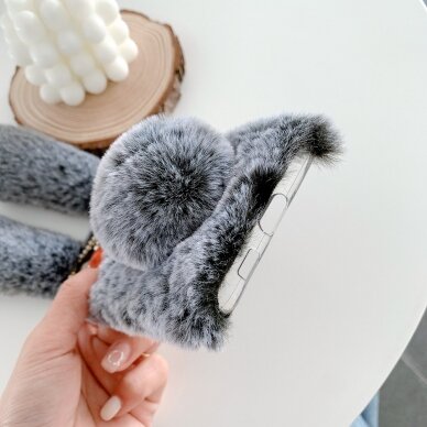 Samsung S21 dark grey nugarėlė Fluffy rabbit 2