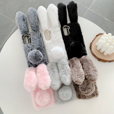 Samsung S21 dark grey nugarėlė Fluffy rabbit 3
