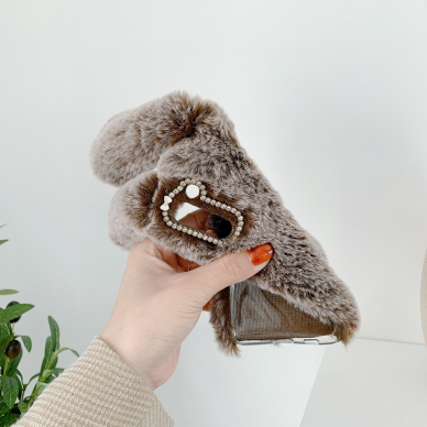 Samsung S21 dark grey nugarėlė Fluffy rabbit 4