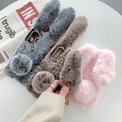 Samsung S21 dark grey nugarėlė Fluffy rabbit 5