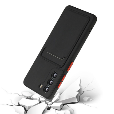 Samsung S21 Tracy juoda nugarėlė SOLID WITH CARD SLOT 2