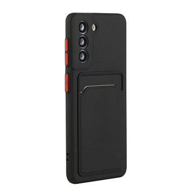 Samsung S21 Tracy juoda nugarėlė SOLID WITH CARD SLOT 3
