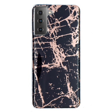 Samsung S21 Tracy nugarėlė Black&gold Marble+ 1