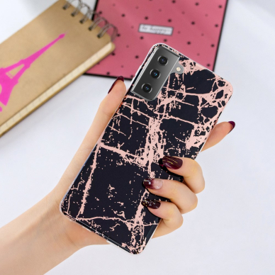 Samsung S21 Tracy nugarėlė Black&gold Marble+ 3