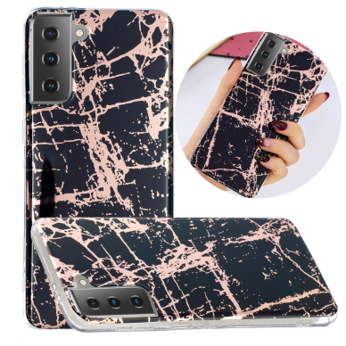Samsung S21 Tracy nugarėlė Black&gold Marble+
