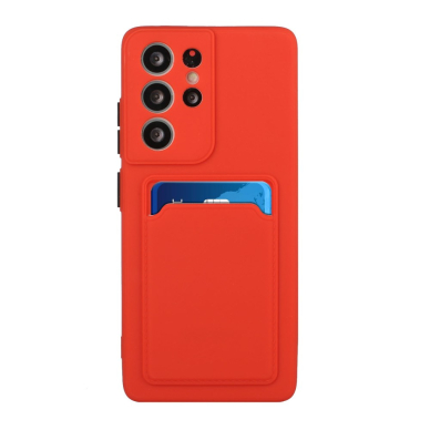 Samsung S21 ULTRA Tracy raudona nugarėlė SOLID WITH CARD SLOT 1