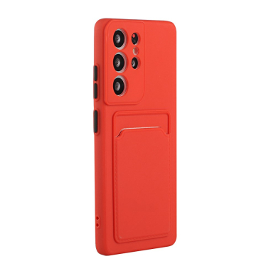 Samsung S21 ULTRA Tracy raudona nugarėlė SOLID WITH CARD SLOT 2