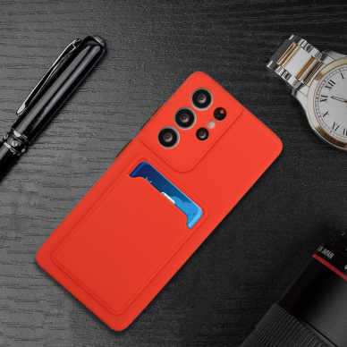 Samsung S21 ULTRA Tracy raudona nugarėlė SOLID WITH CARD SLOT 5