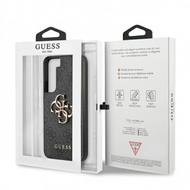 Samsung S22 black PU Leather 4G Metal Logo GUESS nugarėlė 7