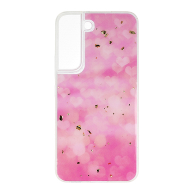 Samsung S22 Gold Glam Pink heart nugarėlė