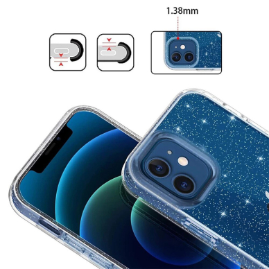 Samsung S22 PLUS skaidri Crystal Glitter nugarėlė 3
