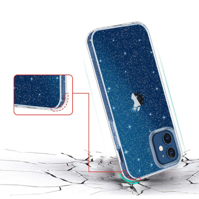 Samsung S22 PLUS skaidri Crystal Glitter nugarėlė 4