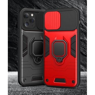 Samsung S22 raudona RING ARMOR WITH CAMSHIELD nugarėlė 3