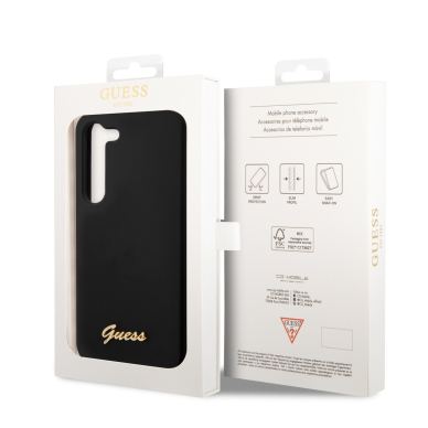 Samsung S23 black Liquid Silicone Metal GUESS nugarėlė 7