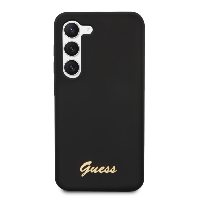 Samsung S23 black Liquid Silicone Metal GUESS nugarėlė 2