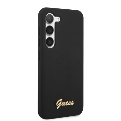 Samsung S23 black Liquid Silicone Metal GUESS nugarėlė 4